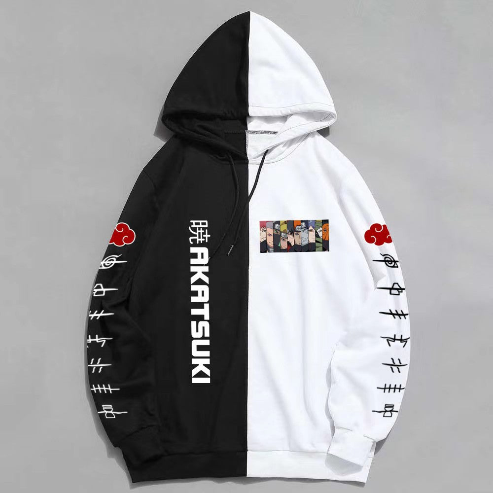 Japan Anime Naruto Itachi Splicing Printed Hoodie Sweatshirt Pullover Casual Hoodies