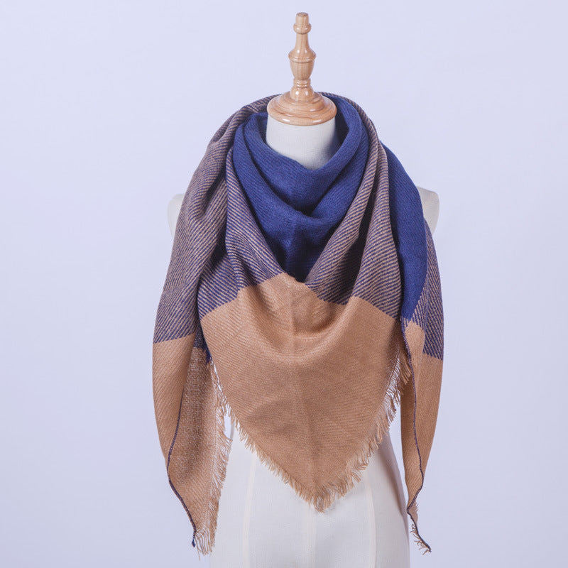 Classic stitching creative triangle scarf yarn plaid scarf - Loritta