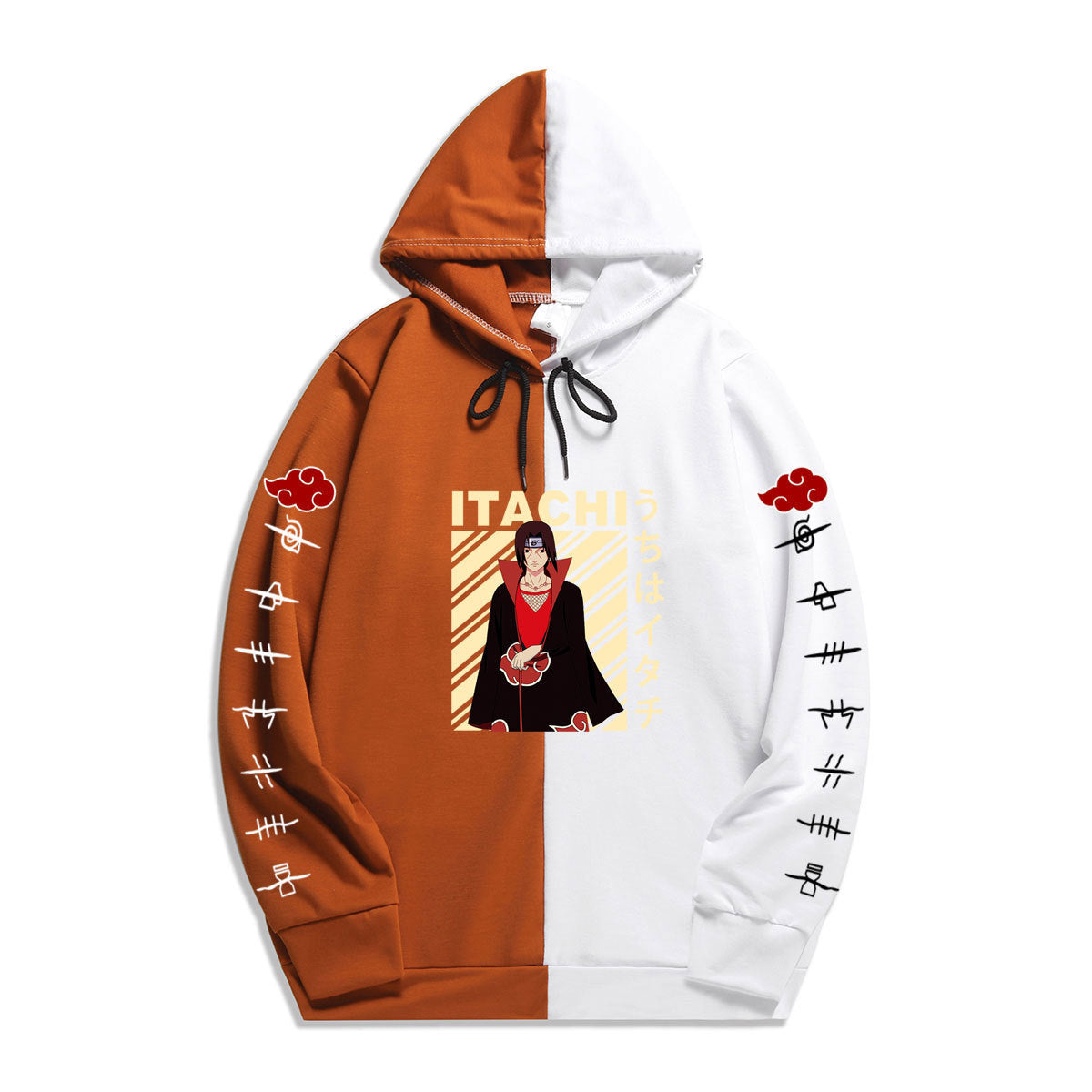 Japan Anime Naruto Itachi Splicing Printed Hoodie Sweatshirt Pullover Casual Hoodies
