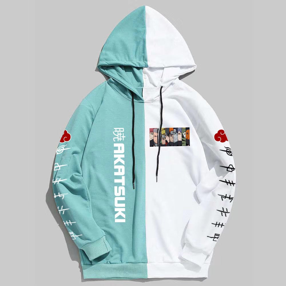 Japan Anime Naruto Itachi Splicing Printed Hoodie Sweatshirt Pullover Casual Hoodies
