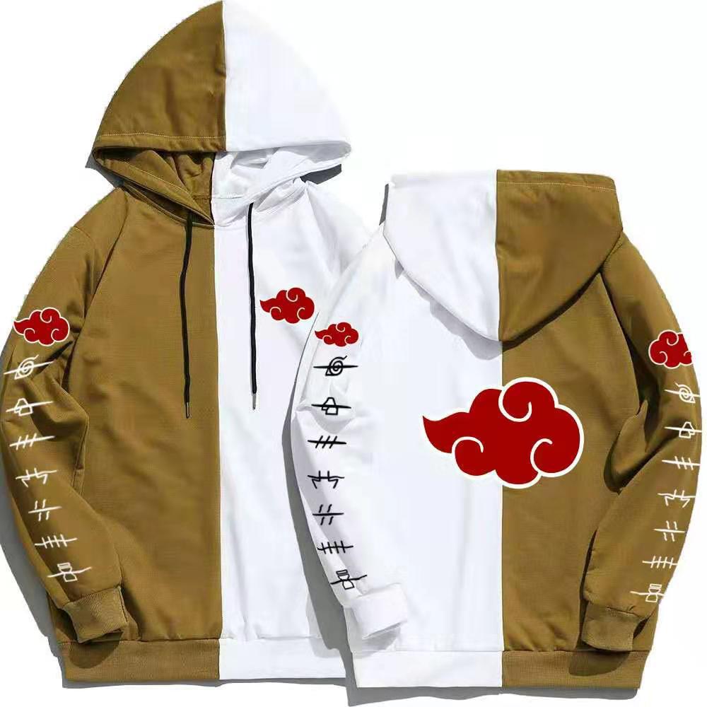 Japan Anime Naruto Itachi Splicing Printed Hoodie Sweatshirt Pullover Casual Hoodies
