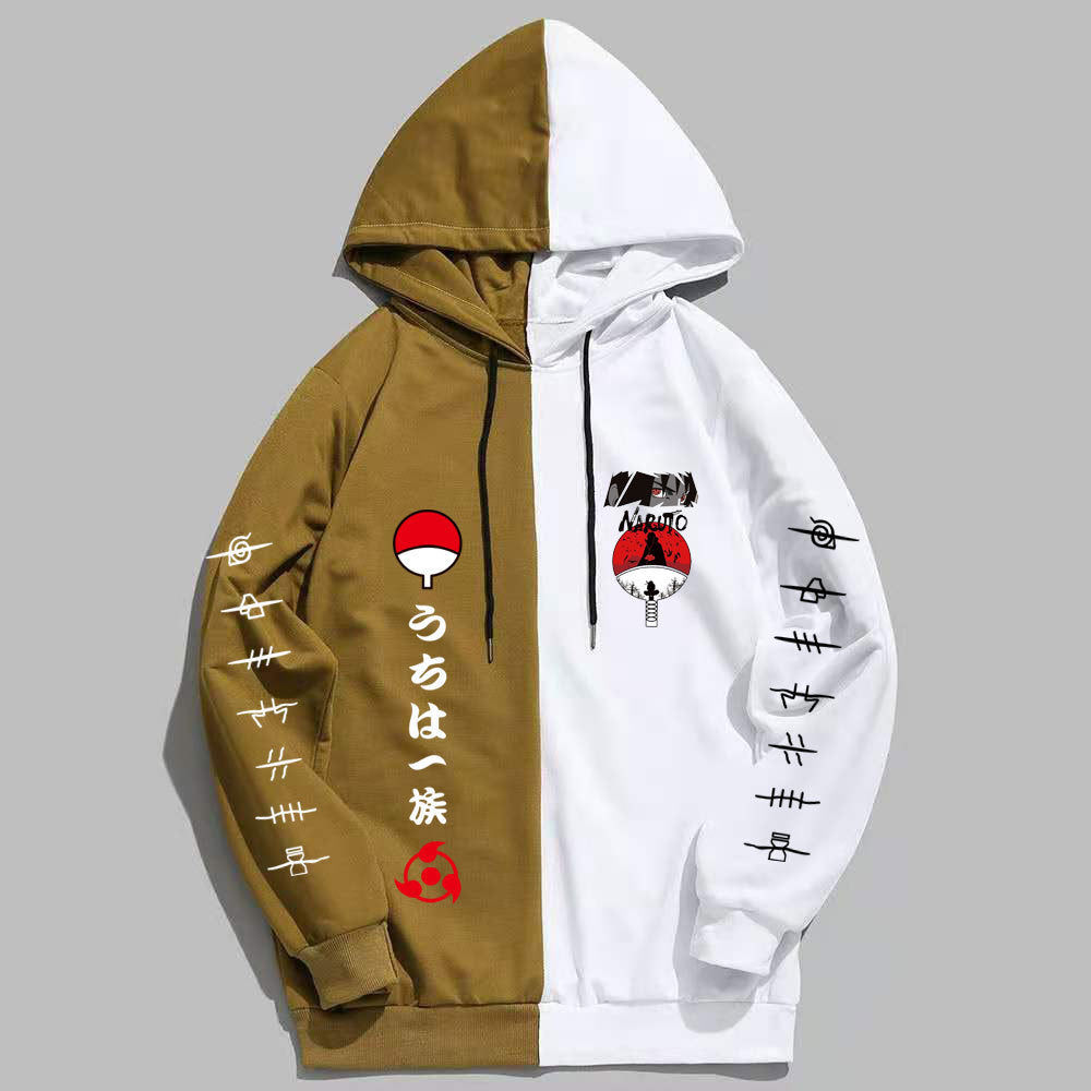 Japan Anime Naruto Itachi Splicing Printed Hoodie Sweatshirt Pullover Casual Hoodies
