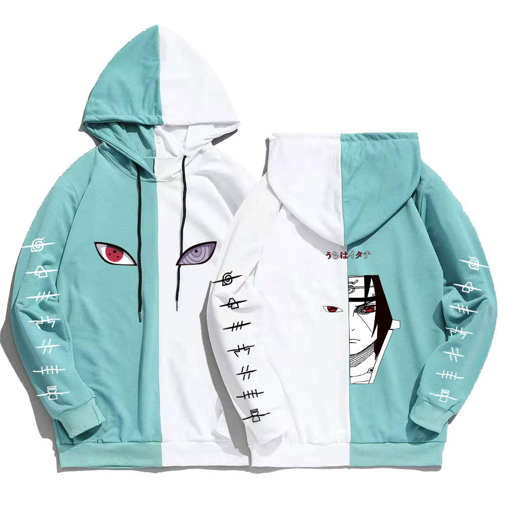 Japan Anime Naruto Itachi Splicing Printed Hoodie Sweatshirt Pullover Casual Hoodies