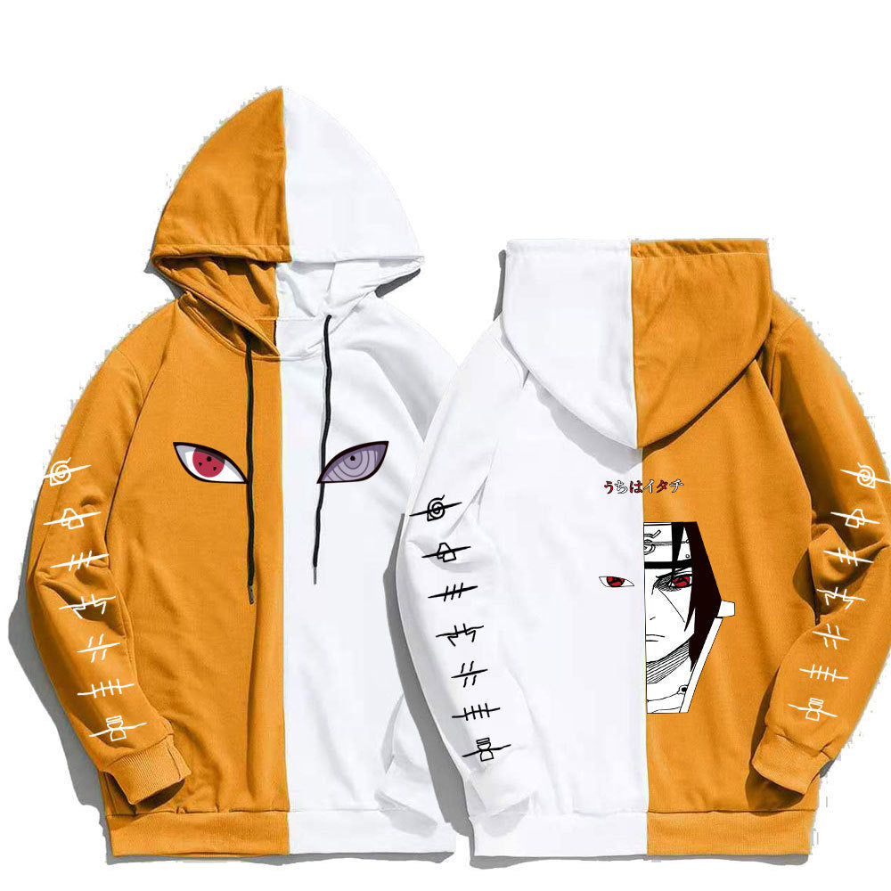 Japan Anime Naruto Itachi Splicing Printed Hoodie Sweatshirt Pullover Casual Hoodies