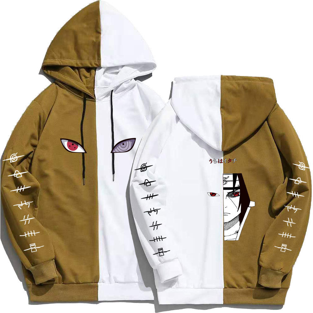 Japan Anime Naruto Itachi Splicing Printed Hoodie Sweatshirt Pullover Casual Hoodies