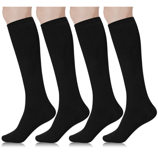 Loritta 4 Pairs Womens Knee High Socks, Casual Solid Knit Knee Socks