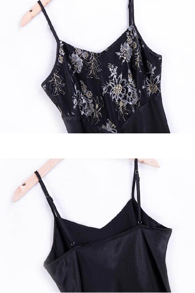 Chemises Summer Silk Thin Sexy Sling Nightdress Women Embroidery Mid-length Skirt Homewear
