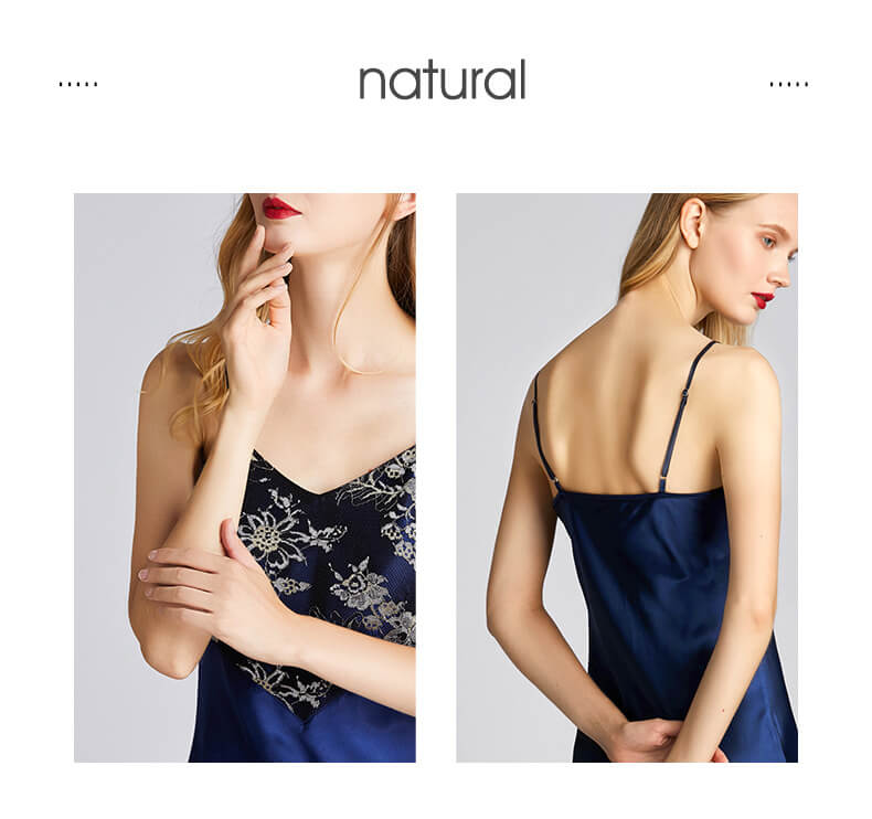 Chemises Summer Silk Thin Sexy Sling Nightdress Women Embroidery Mid-length Skirt Homewear