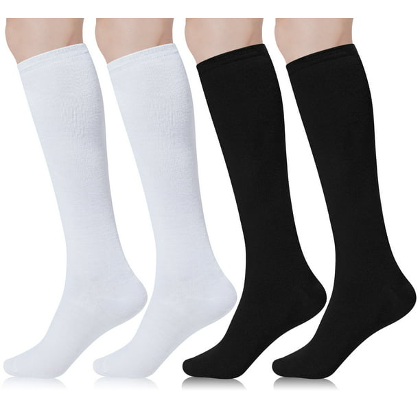 Loritta 4 Pairs Womens Knee High Socks, Casual Solid Knit Knee Socks