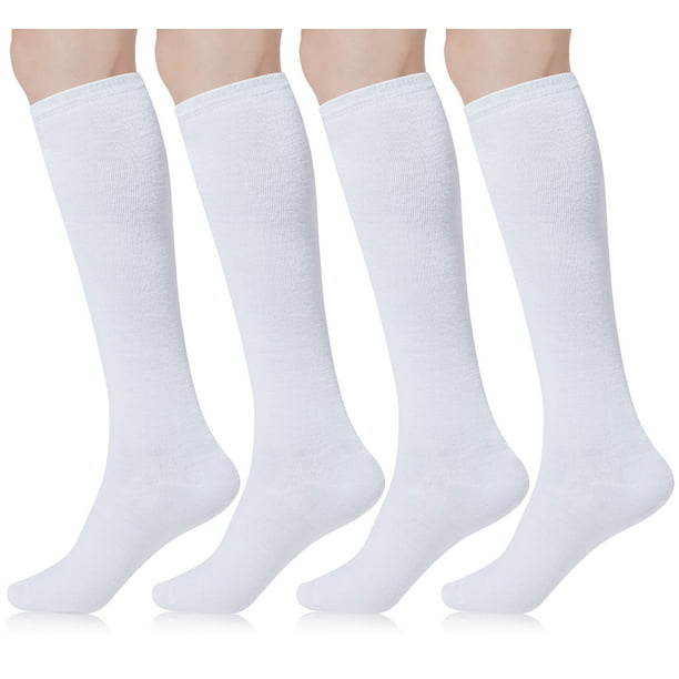 Loritta 4 Pairs Womens Knee High Socks, Casual Solid Knit Knee Socks