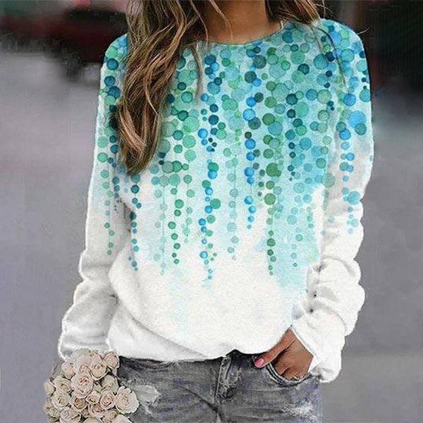 Basic Long Sleeve Dye Printed Sweatshirt-Tops-Sweatshirts