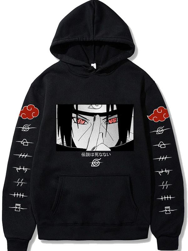 Manga Naruto Uchiha Itachi Black Printed Hoodie