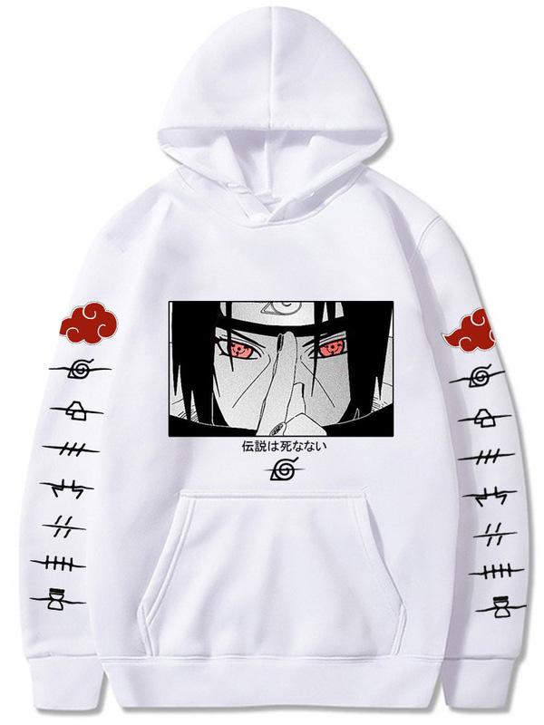 Manga Naruto Uchiha Itachi White Printed Hoodie