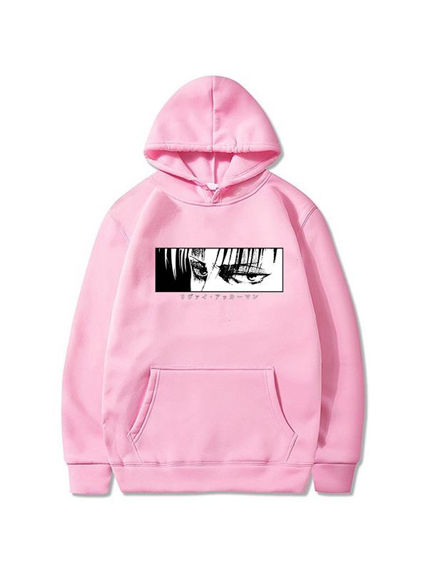 Manga Attack On Titan Hoodies Levi Ackerman Pink Printed Hoodie