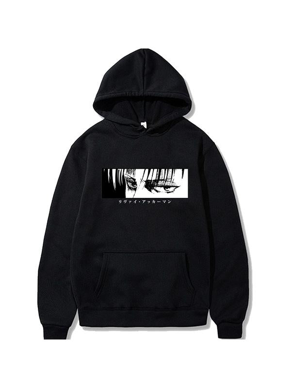 Manga Attack On Titan Hoodies Levi Ackerman Black Printed Hoodie
