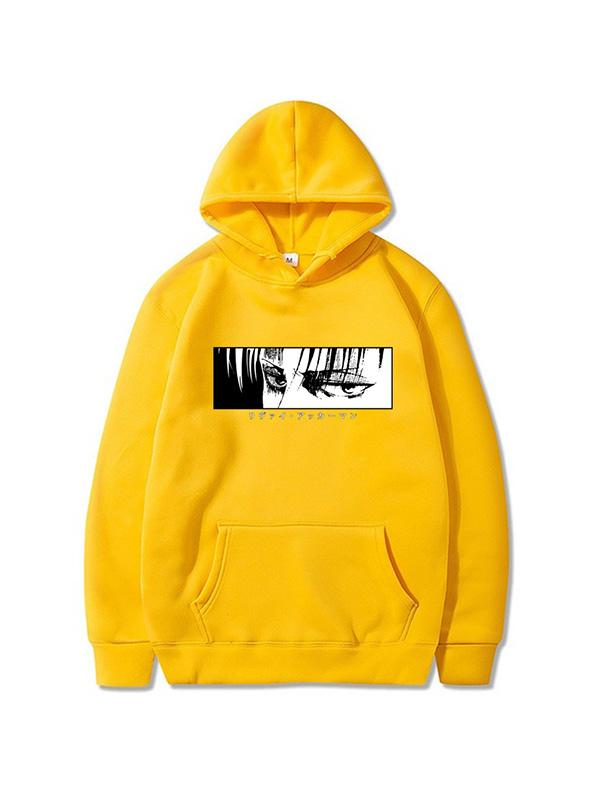 Manga Attack On Titan Hoodies Levi Ackerman Yellow Printed Hoodie