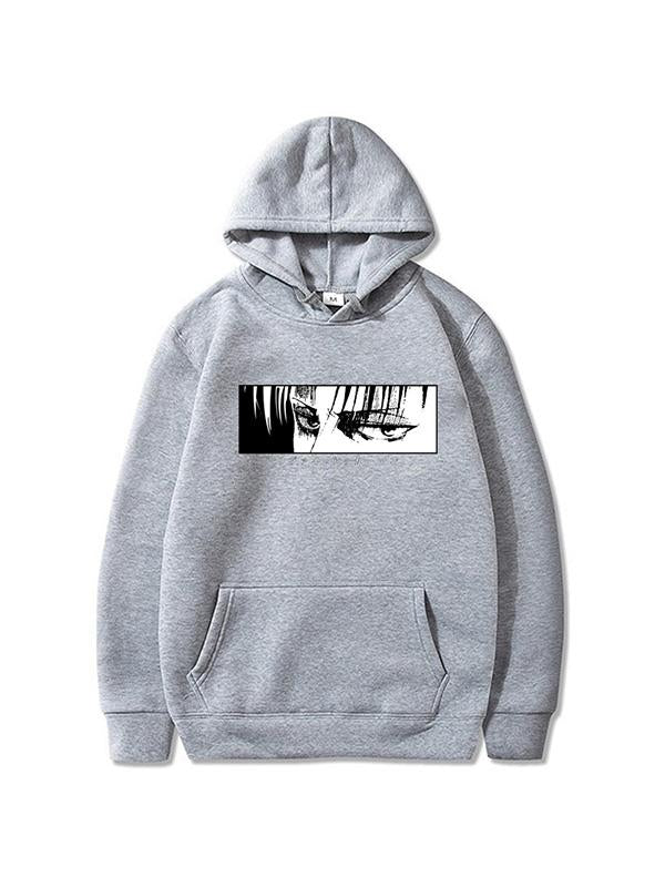 Manga Attack On Titan Hoodies Levi Ackerman Grey Printed Hoodie