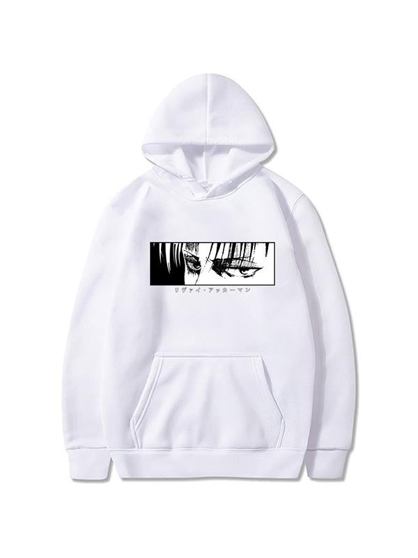 Manga Attack On Titan Hoodies Levi Ackerman White Printed Hoodie