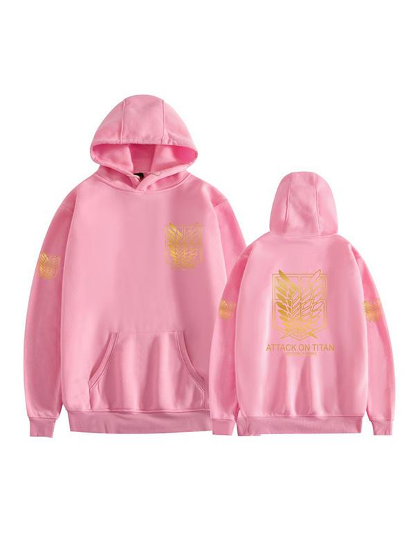 Manga Attack on Titan Pink Scouting Legion Symbol Printed Hoodie