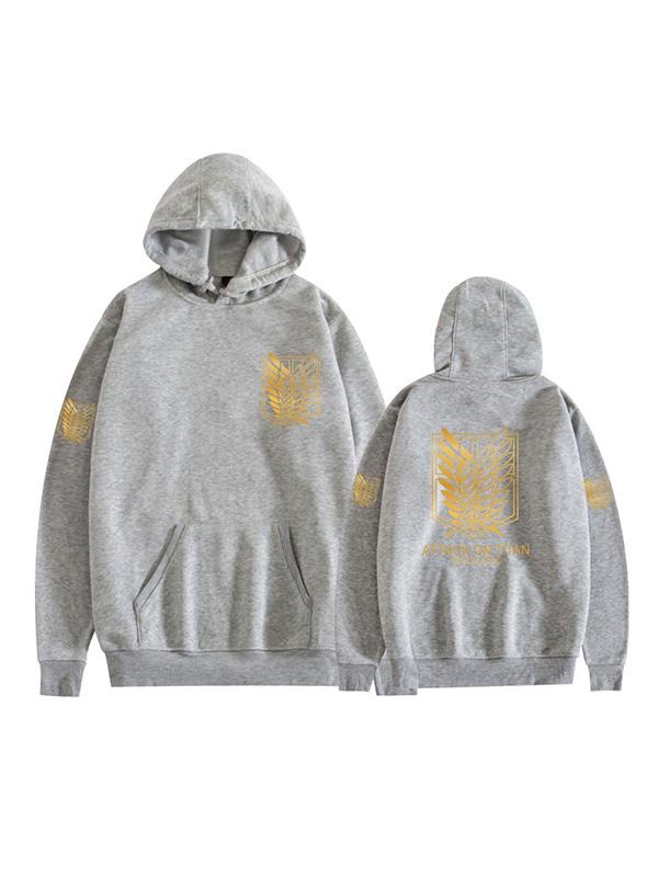 Manga Attack on Titan Grey Scouting Legion Symbol Printed Hoodie