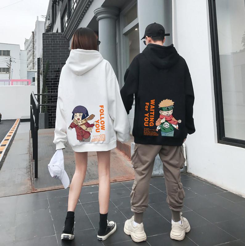 Naruto Uzumaki Hinata Hyuga Printed Hoodies Pullovers Sweatshirts Long Sleeved Couple Coats