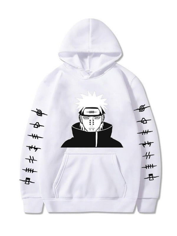 Manga Naruto Pein White Printed Hoodie