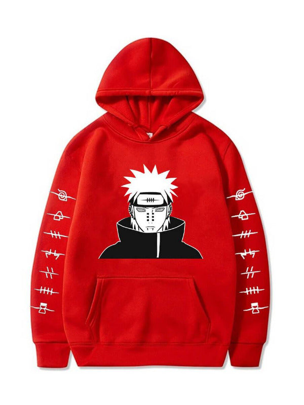 Manga Naruto Pein Red Printed Hoodie