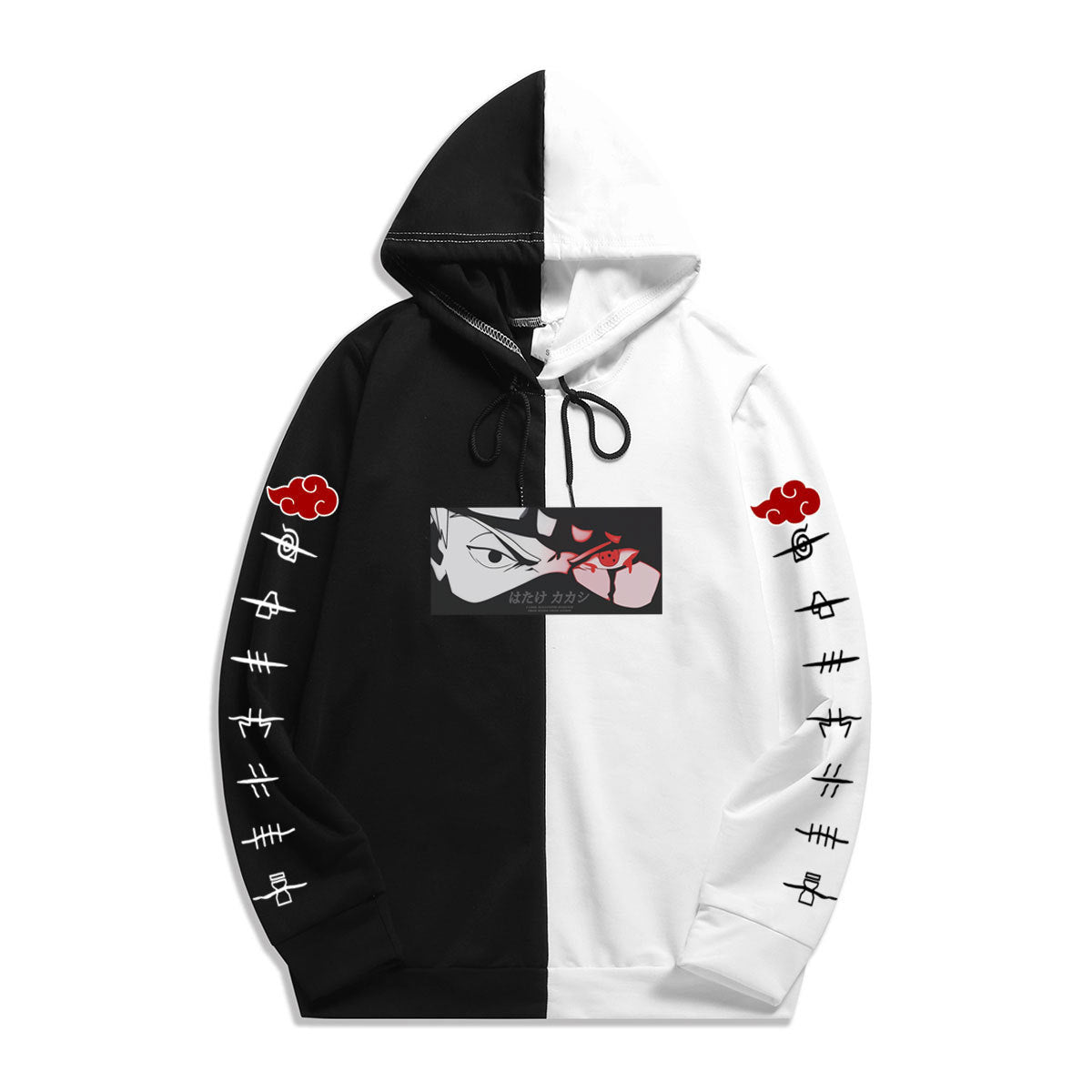 Japan Anime Naruto Kakashi Splicing Printed Hoodie Sweatshirt Pullover Casual Hoodies