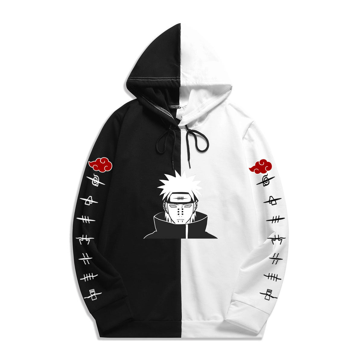 Anime Naruto Akatsuki Splicing Printed Hoodies Pain Pullover Casual Sweatshirt
