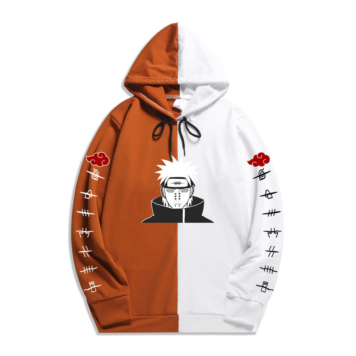 Anime Naruto Akatsuki Splicing Printed Hoodies Pain Pullover Casual Sweatshirt