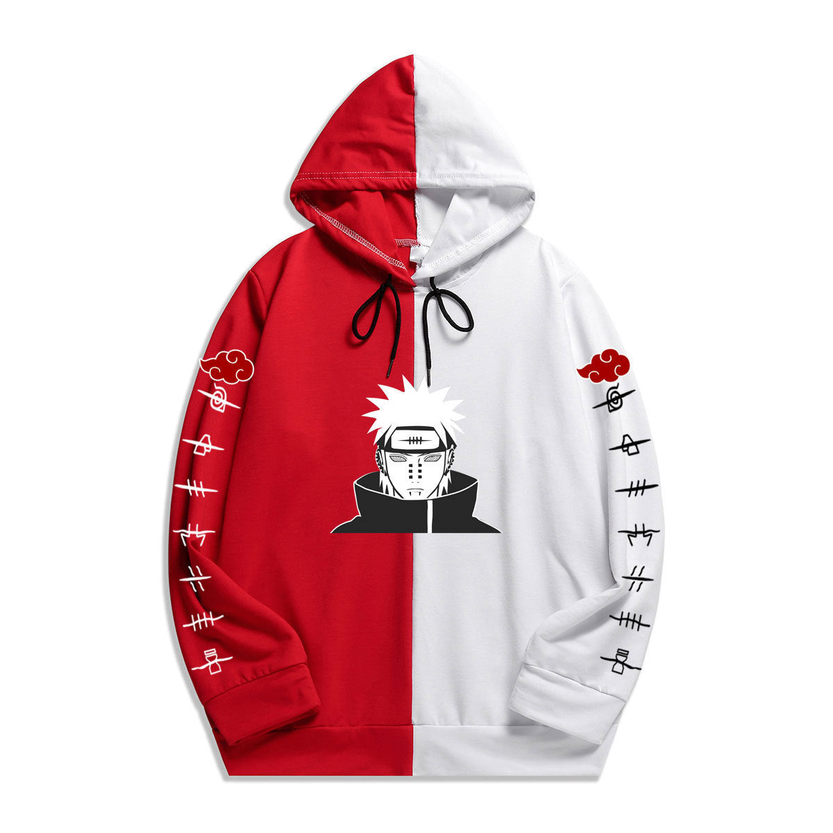 Anime Naruto Akatsuki Splicing Printed Hoodies Pain Pullover Casual Sweatshirt