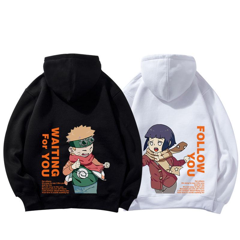 Naruto Uzumaki Hinata Hyuga Printed Hoodies Pullovers Sweatshirts Long Sleeved Couple Coats