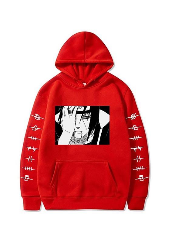 Manga Naruto Uchiha Itachi Red Printed Hoodie
