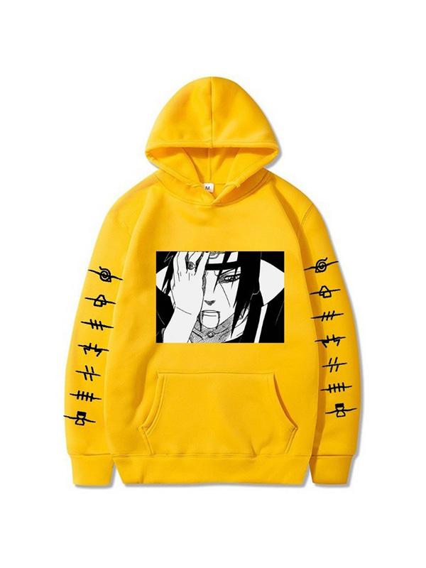 Manga Naruto Uchiha Itachi Yellow Printed Hoodie