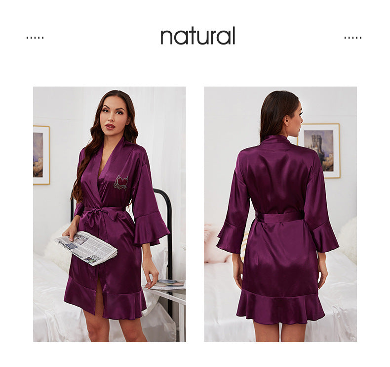 Women Robes Soft Silk Like Loungewear