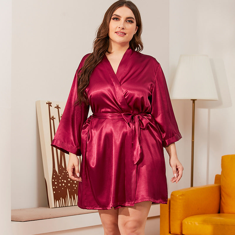 Women Robes Oversize Soft Silk Like Loungewear