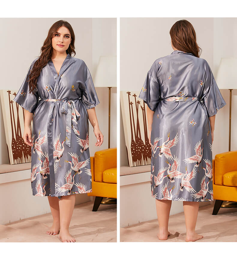 Women Robes Oversize Soft Silk Like Loungewear
