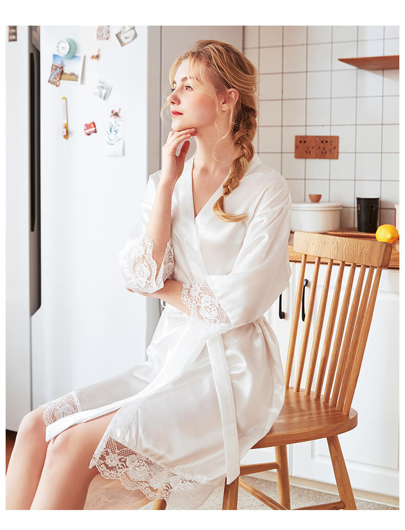 Women Robes Soft Silk Like Loungewear