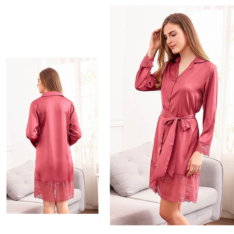 Women Robes Soft Silk Like Loungewear