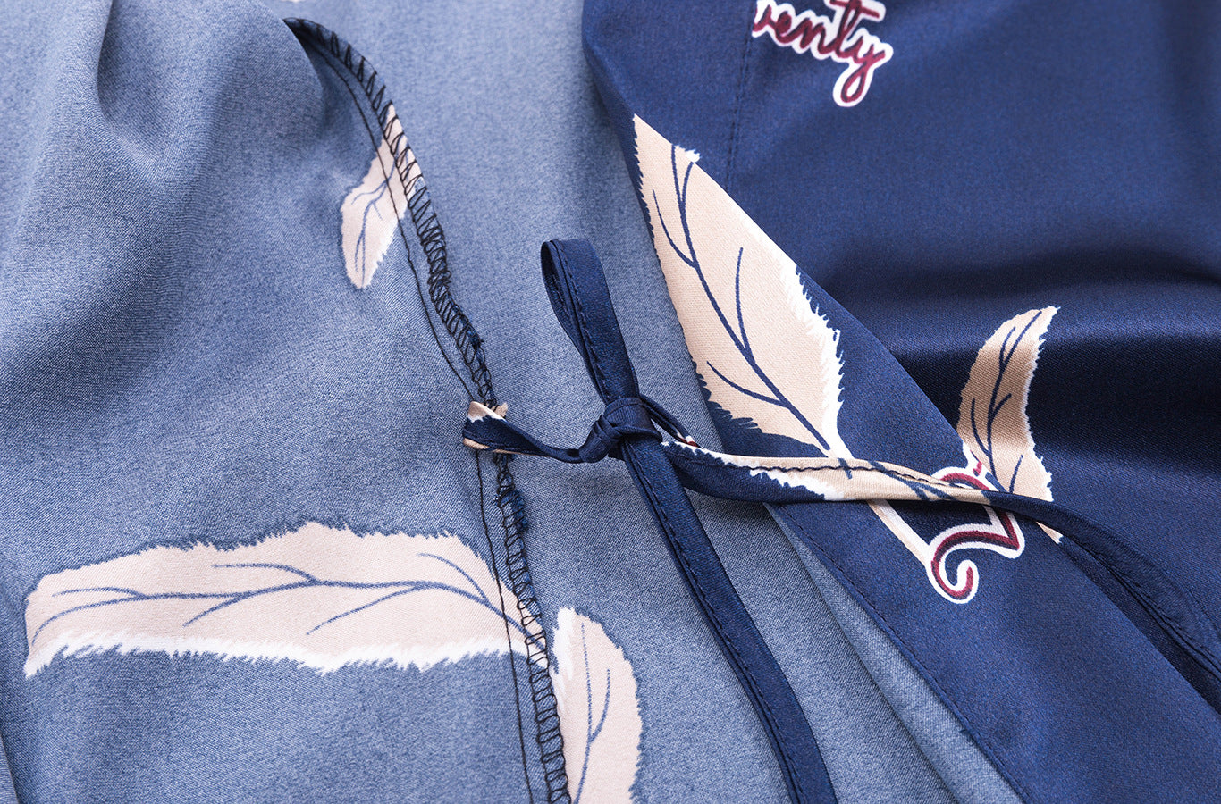 Women Robes and Camisole 4-Piece Set Soft Silk Like Loungewear with Feather Printed