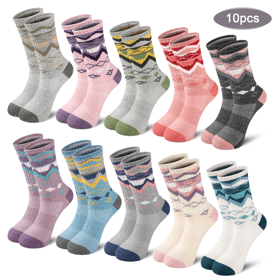 Loritta Wool Hiking Socks for Women Thermal Winter Warm Boot Work Cushion Socks 10 Pairs