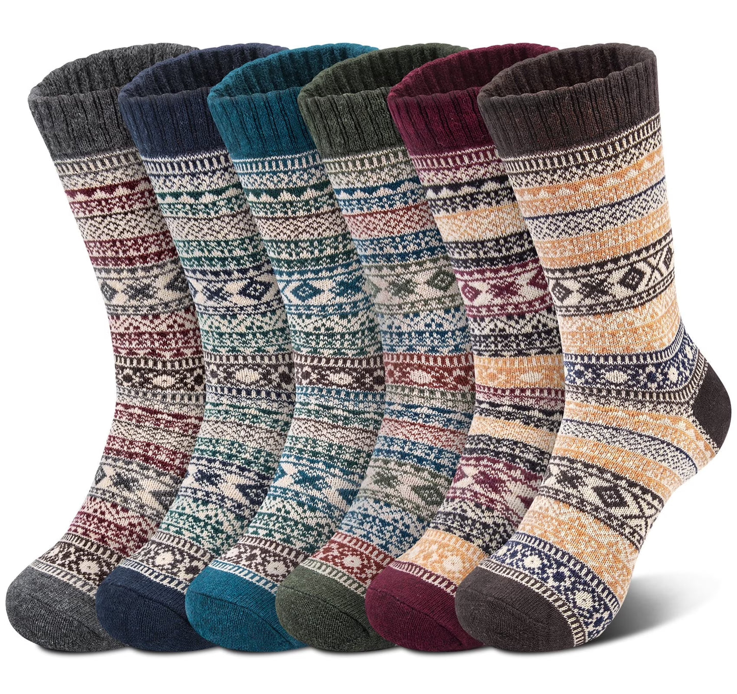 Loritta 6 Pairs Mens Wool Socks Winter Warm Thick Socks Knit Causal Crew Socks for Men