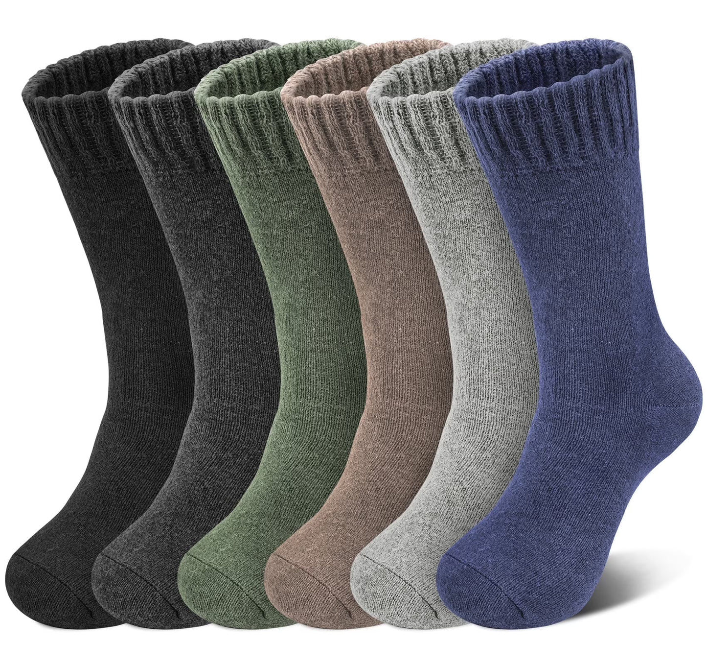 Loritta 6 Pairs Mens Wool Socks Winter Warm Thick Socks Knit Causal Crew Socks for Men