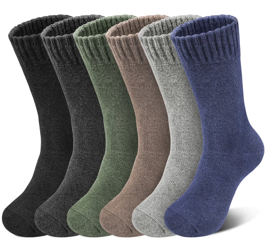Loritta 6 Pairs Mens Wool Socks Winter Warm Thick Socks Knit Causal Crew Socks for Men