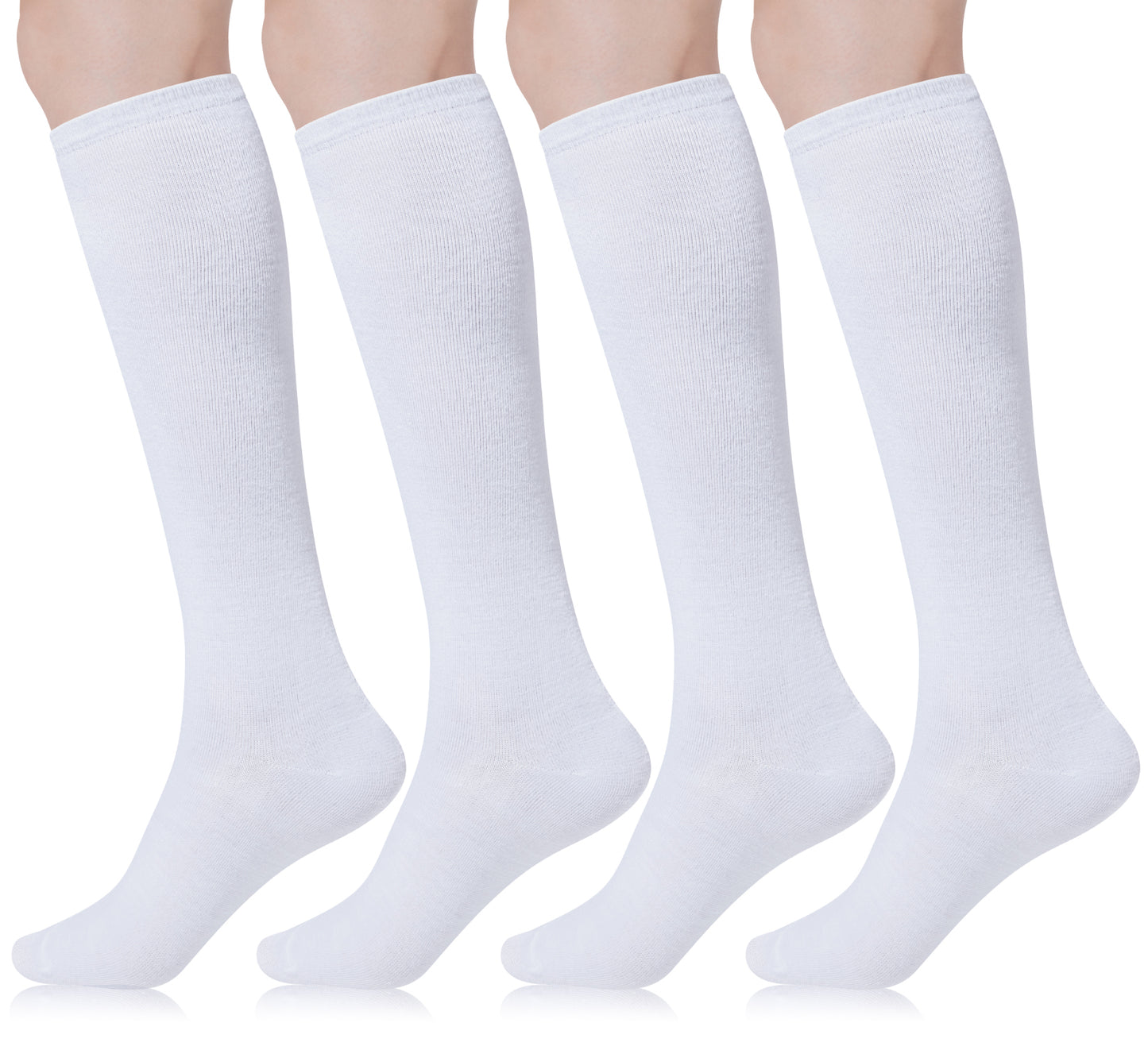 Loritta 4 Pairs Womens Knee High Socks, Casual Solid Knit Knee Socks