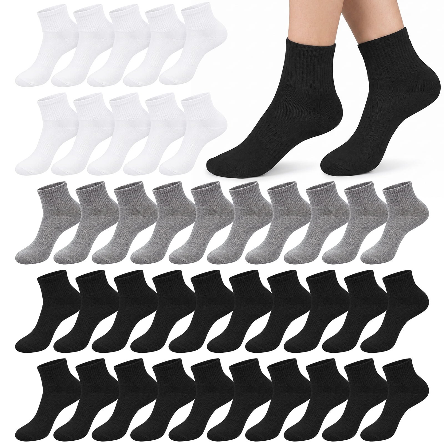 Loritta 20 Pairs Womens Ankle Socks Bulk Pack, Moisture Wicking Breathable Low Cut Socks Colorful