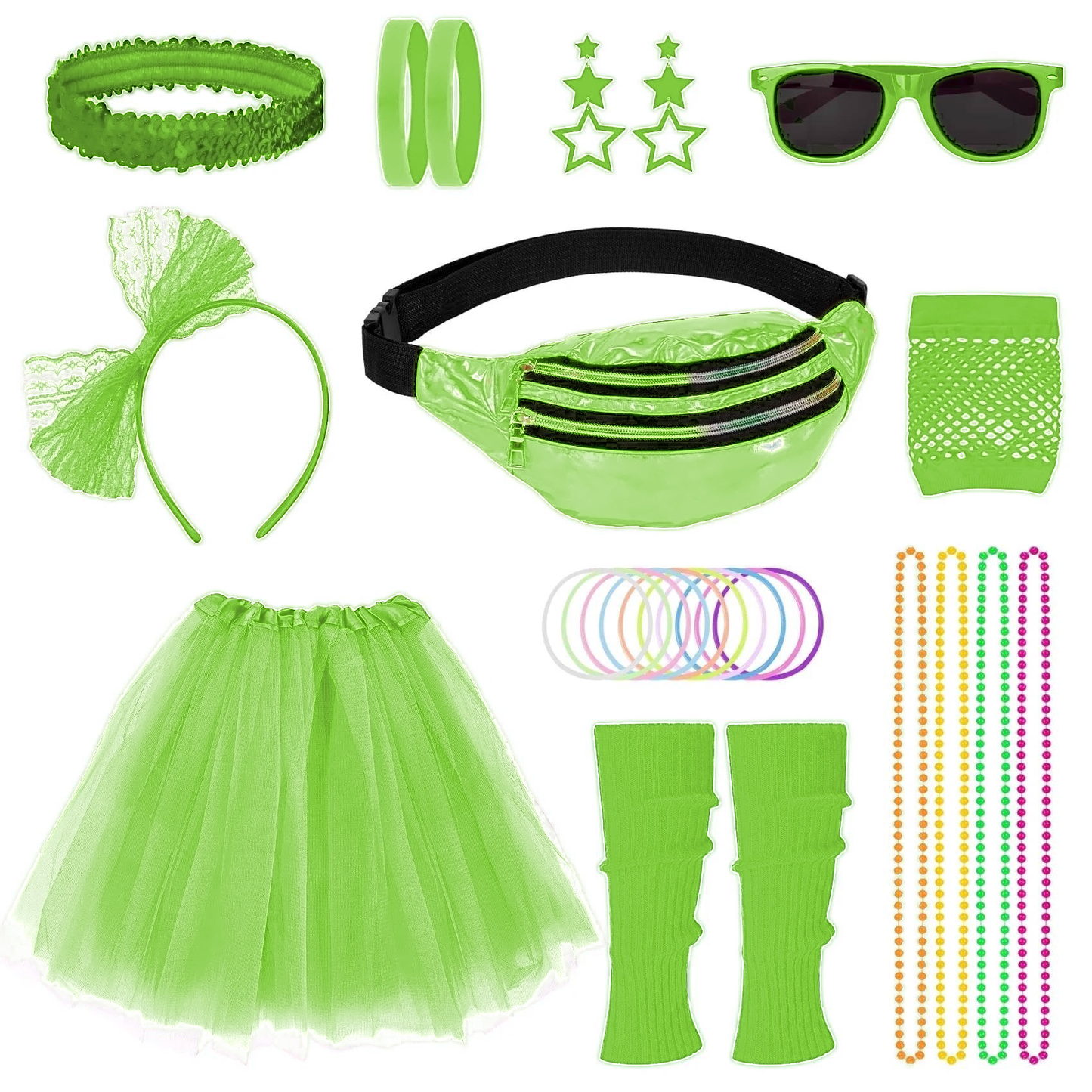 Loritta 80s Costumes for Women Fancy Outfit Accessories Set with Fishnet Gloves Leg Warmers Tutu Skirts for Theme Party