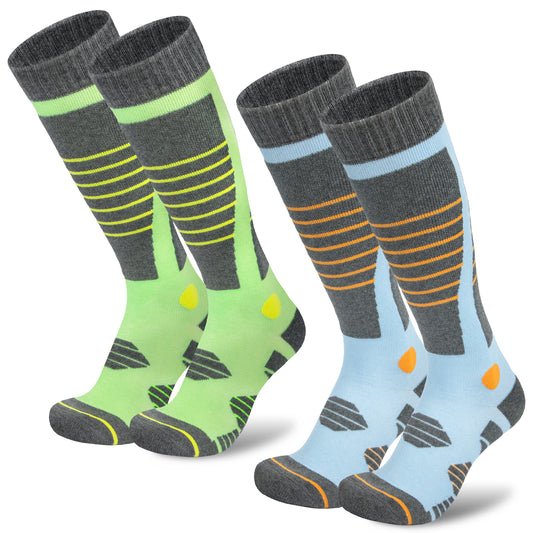 Loritta 2 Pairs Merino Wool Ski Socks Thermal Warm Winter Thick Knee High Snowboarding Skiing Socks for Women