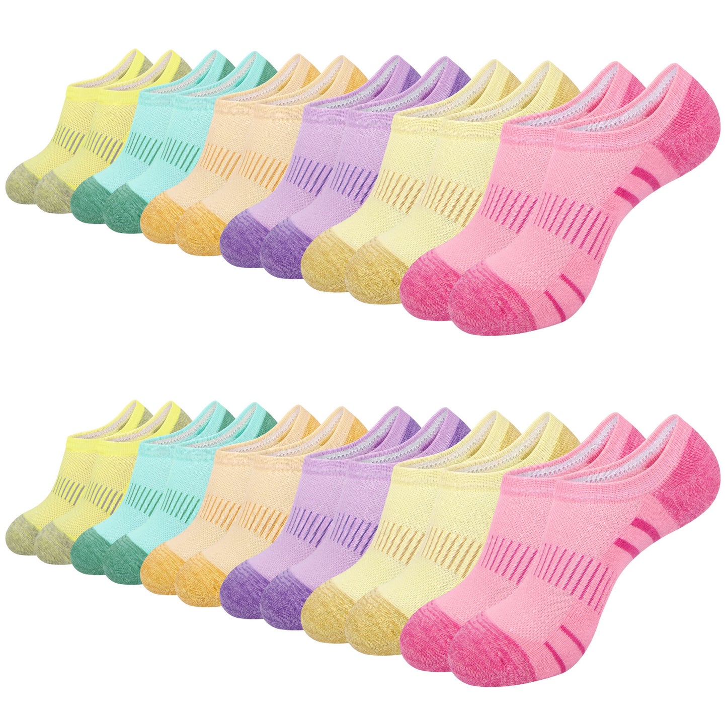 Loritta 12 Pair No Show Socks Womens Cushioned Invisible Low Cut Socks for Running Athletic