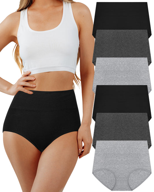Loritta 6 Pcs Womens Cotton Underwear High Waisted Full Coverage Stretch Ladies Soft Leisure Panties